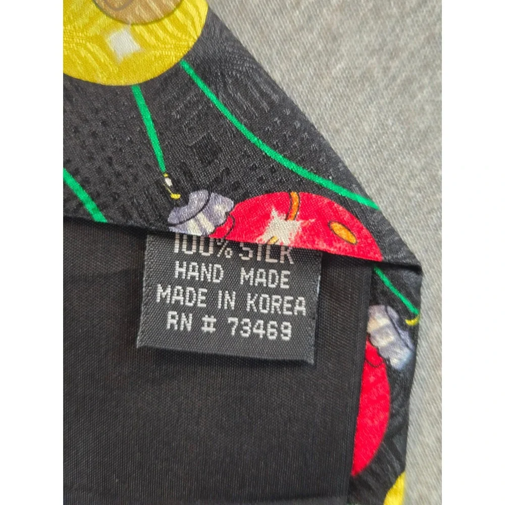 Vintage Looney Tunes Necktie Mens Black 1995 Christmas Ornaments Silk Holiday